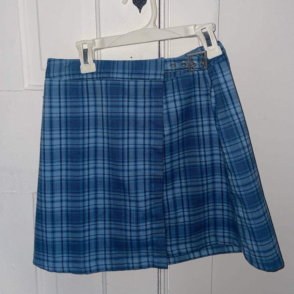 John Galt Blue Plaid skirt with adjustable belt